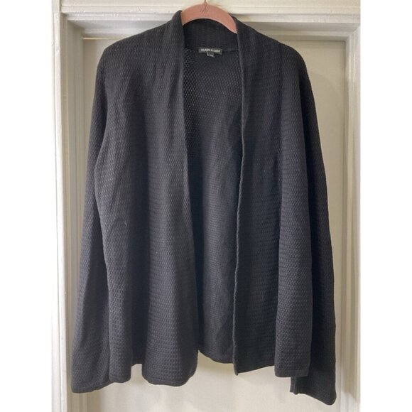 Eileen Fisher Tencell and Silk Black Knit Cardigan Size L - Picture 2 of 6
